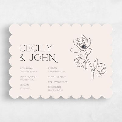 Beige Scalloped Wedding Program - Alameda