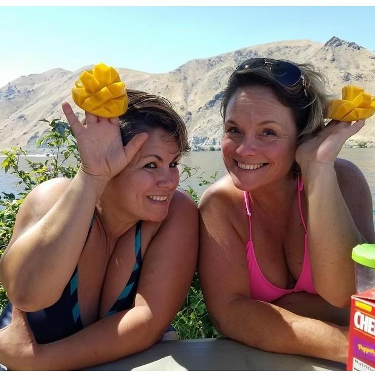Flowers made out of mangoes, courtesy of our girl, Marsha during a visit to Chelan!