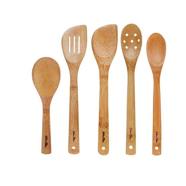 Helen's Asian Kitchen Essential Stir Fry Utensil Set, 5-Piece, Natural Bamboo