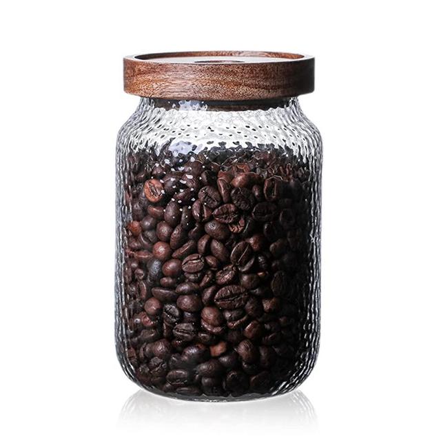 Glass Storage Jar, Food Storage Container Airtight Food Jars with Bamboo Wooden Lid, Kitchen Canisters For Tea,Coffee Bean,Sugar,Candy,Cookie,Spice , Perfect as a Cereal Dispenser (1000ml(34ounce))
