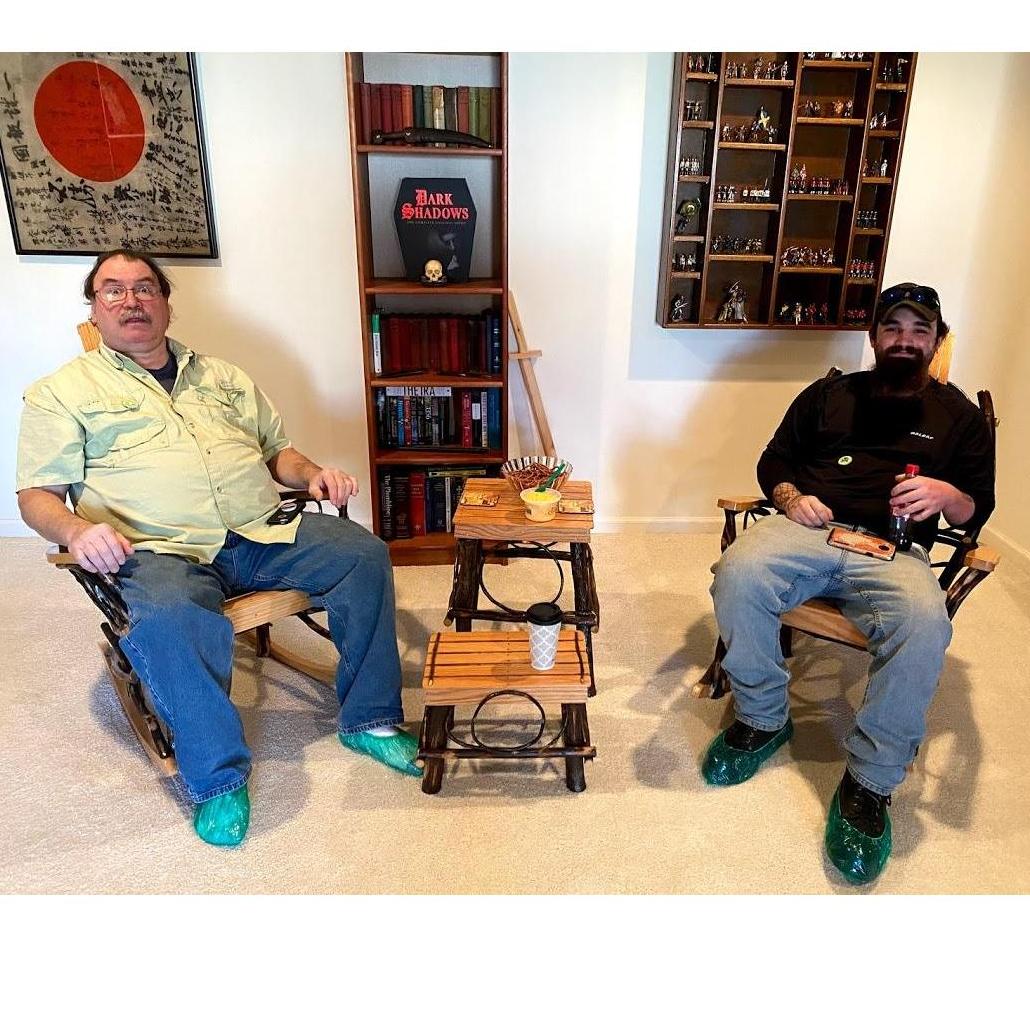 Daddy and Dougy enjoying some rocking chairs and whiskey!