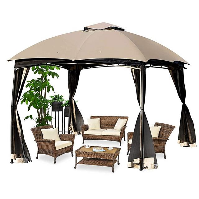 DikaSun 10'X10' Gazebos for Patios Dual Roof Gazebo and Mosquito Nettings,Soft Top Outdoor Gazebo Canopy Shelter Tent with 100 Square Feet of Shade