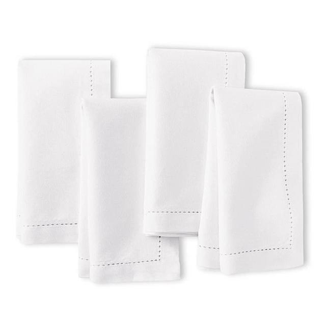 Encasa Homes 100% Cotton Hemstitched Dining Table Napkins of Size 17 x 17 inch (Square) - White - Set of 4 | Perfect for Party, Home, Cafes, Restaurant & Hotels - Machine Washable