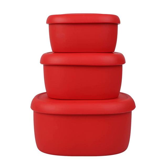 BLUE GINKGO Silicone Food Storage Container Set - Reusable Airtight Food Containers with Lids - Lunch and Bento Boxes for Adults and Kids - Freezer, Camping, Snack Container, Baby Food Storage - Red