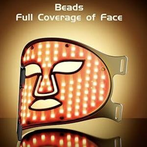 BNU Wireless Red Light Therapy for Face, 4 Modes LED Light Therapy Mask with 400 LED Beads, Dual 1000mAh Remote Control, 850NM Infrared Red Light Therapy for Anti-Aging at Home & Travel
