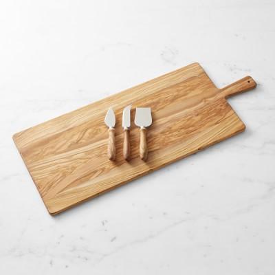 Olivewood Rectangular Cheese Board with Cheese Knives