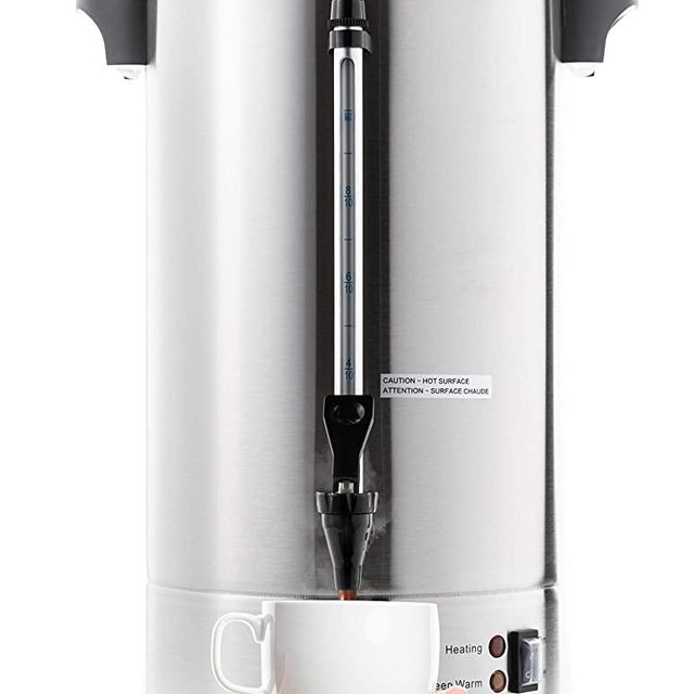 SYBO RCM016S-16B Commercial Grade Stainless Steel Percolate Coffee Maker Hot Water Urn, 110-CUP 16 L, Metallic