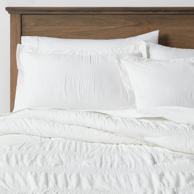 Full/Queen Seersucker Comforter & Sham Set White - Threshold™