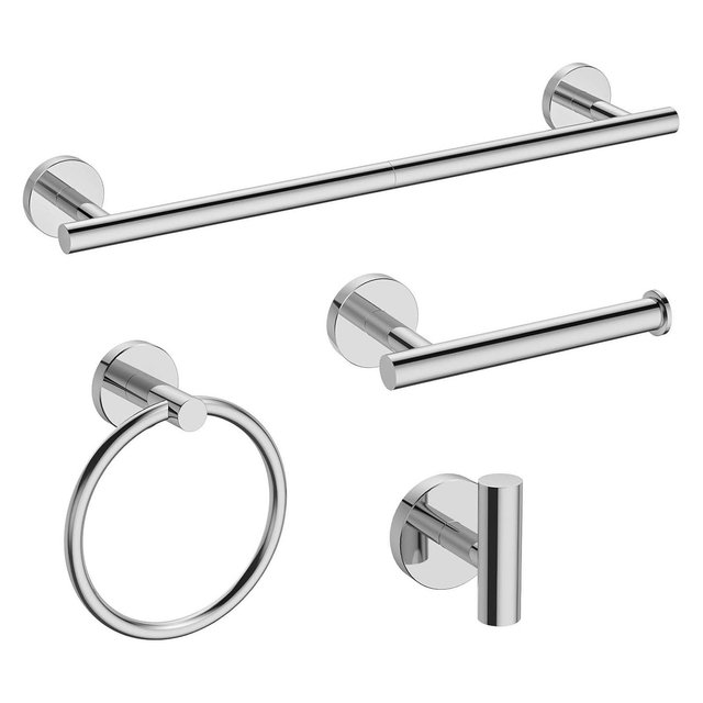USHOWER Polished Chrome Bathroom Accessories Set, 18-Inch Towel Bar Set Wall Mounted, Durable SUS304 Stainless Steel Bathroom Hardware Set, 4-Piece
