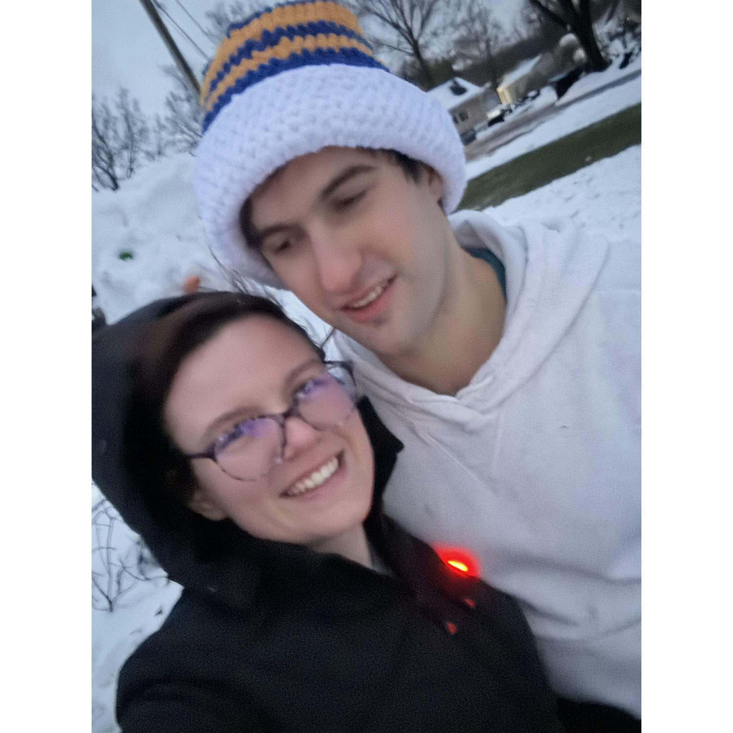 This was the day we made a massive snowman! It was taller than David!