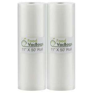 FoodVacBags 2-pack 11X50 Rolls Vacuum Sealer Bags 4 mil Embossed Commercial Grade for Sous Vide and Foodsaver