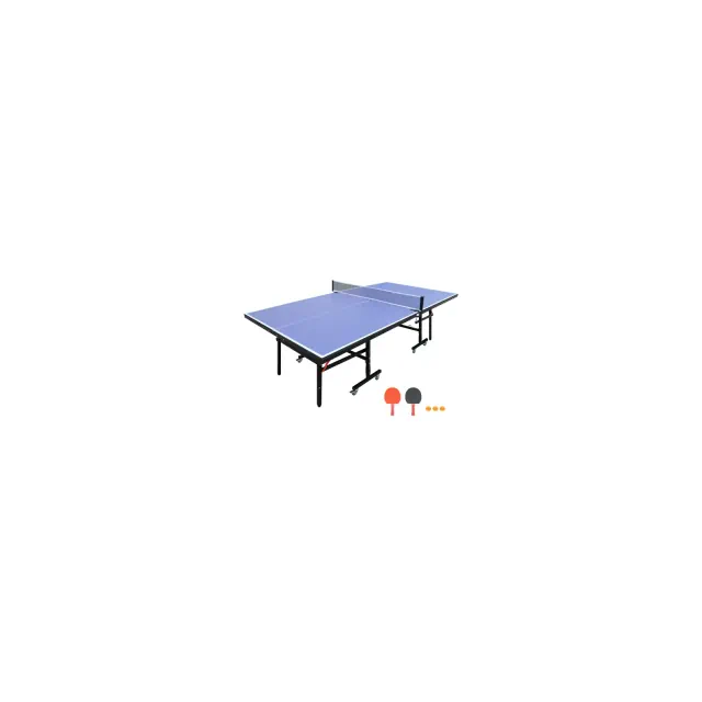 8ft Mid-Size Table Tennis Table, Foldable Indoor Ping Pong Table Set with Net, 2 Paddles and 3 Balls for Home Game Room Play