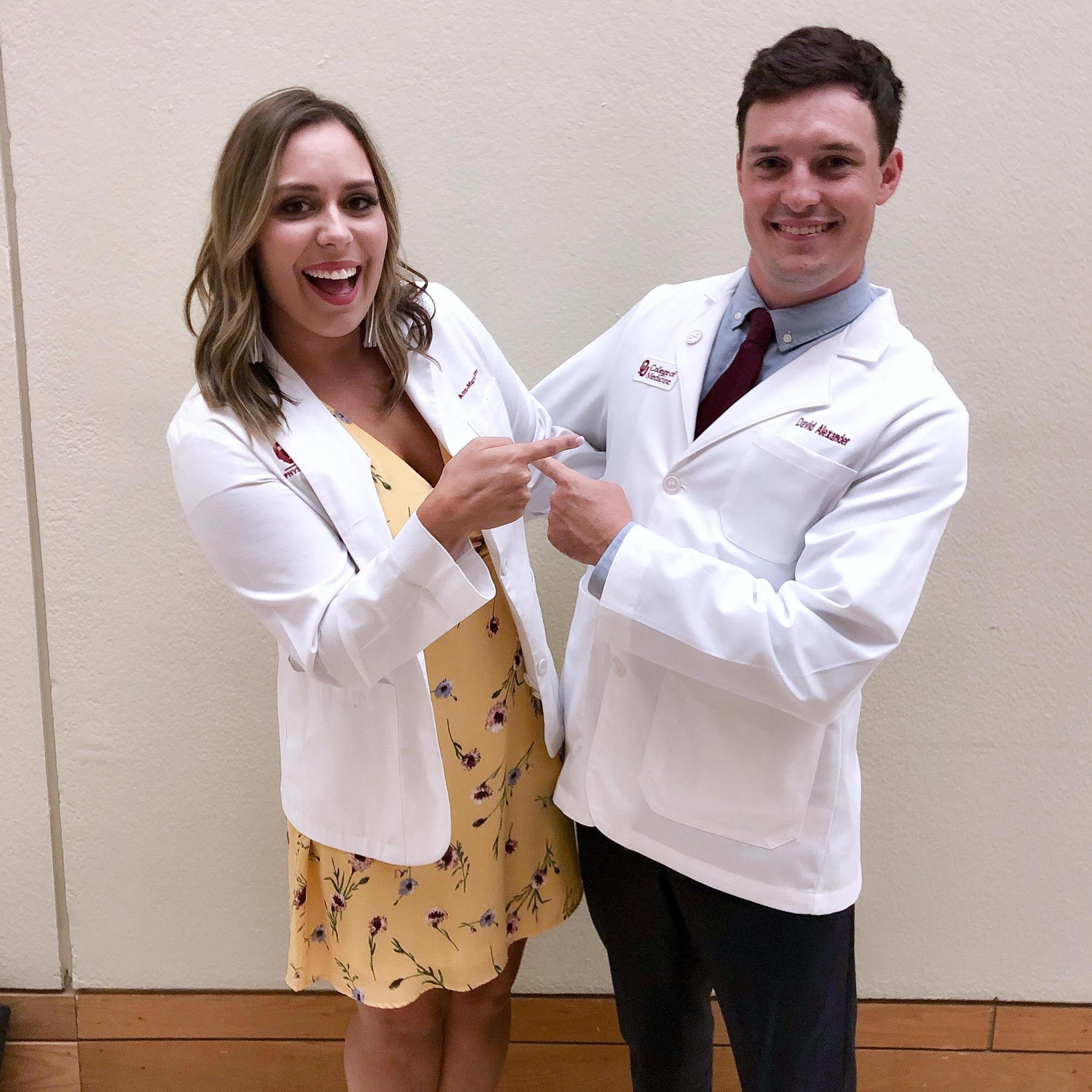 We both have a white coat!!