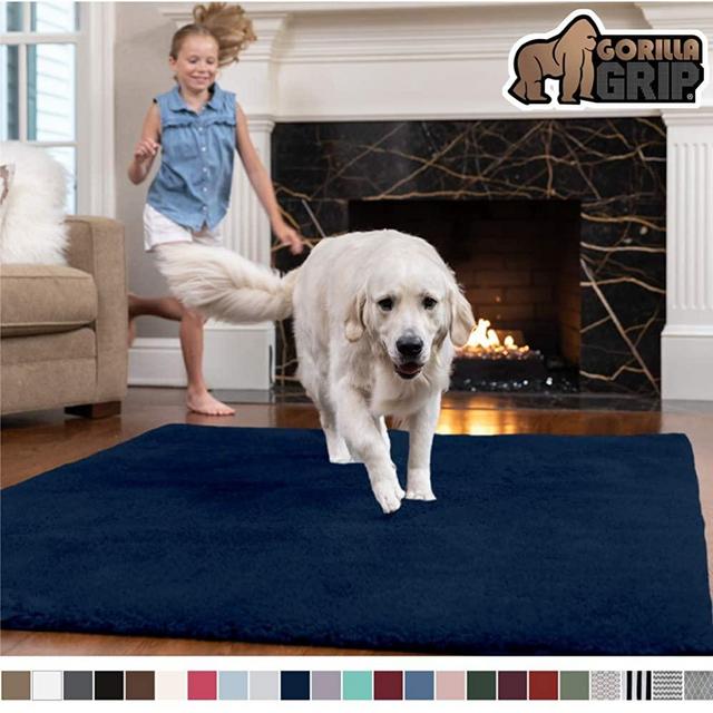 Gorilla Grip Original Faux-Chinchilla Area Rug, 6x9 Feet, Super Soft and Cozy High Pile Washable Carpet, Modern Rugs for Floor, Luxury Shag Carpets for Home, Nursery, Bed and Living Room, Navy Blue