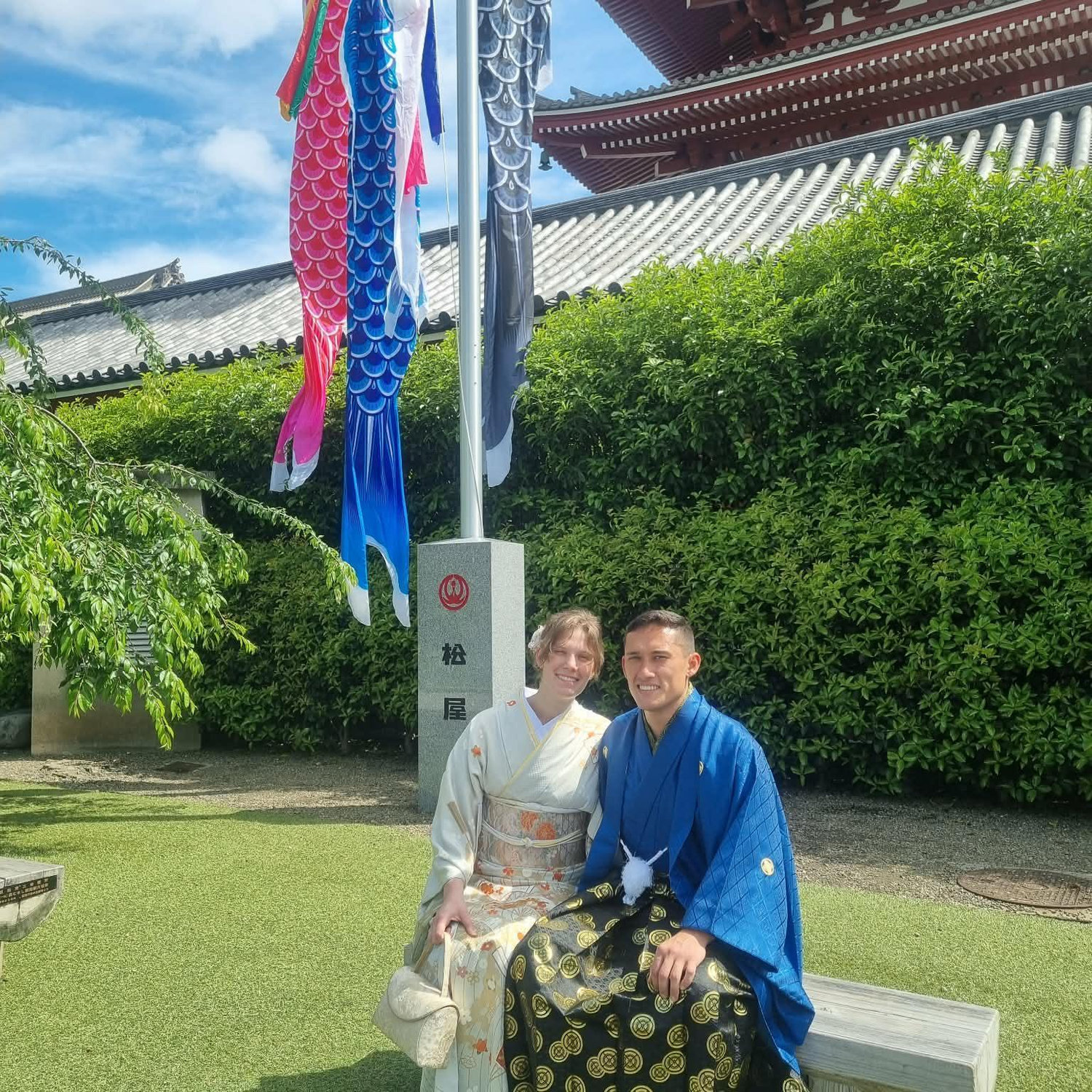 Traveling in Japan wearing traditional Kimonos