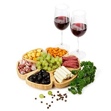 Boodboo Bamboo Food Tray – All-Natural Vegan Friendly Wooden Serving Tray – 360-Degree Rotating Party Tray – Perfect for Parties, Holidays, Family Dinners, and More – 12 Inches