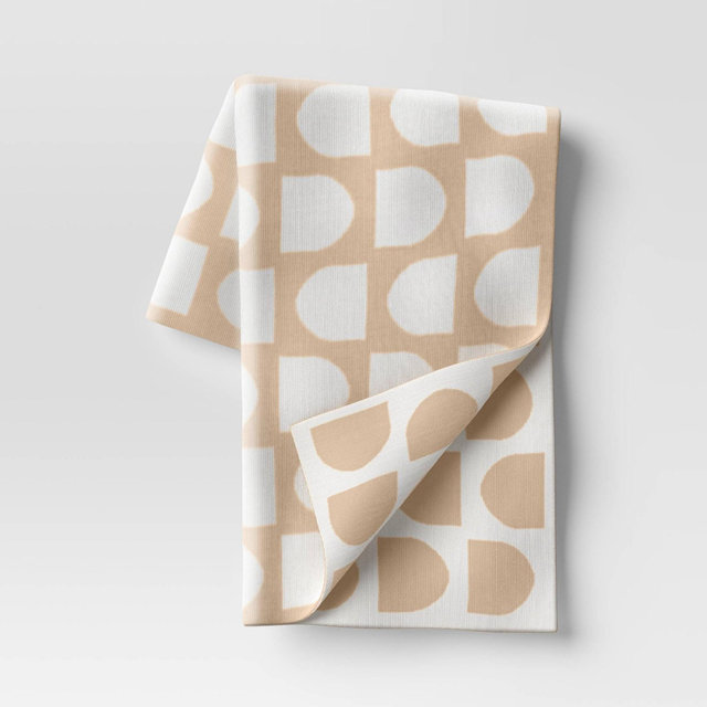 Reversible Knit Geo Throw Blanket Neutral/Ivory - Threshold™: Midweight Jacquard Fabric, 50x60"