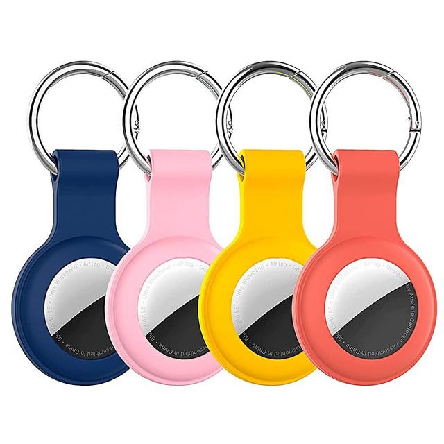 Compatible with AirTag Case Keychain Air Tag Case Holder Silicone AirTags Key Ring Cases Air Tags Key Chain Compatible with Apple AirTag GPS Item Finders Accessories 4 Pack