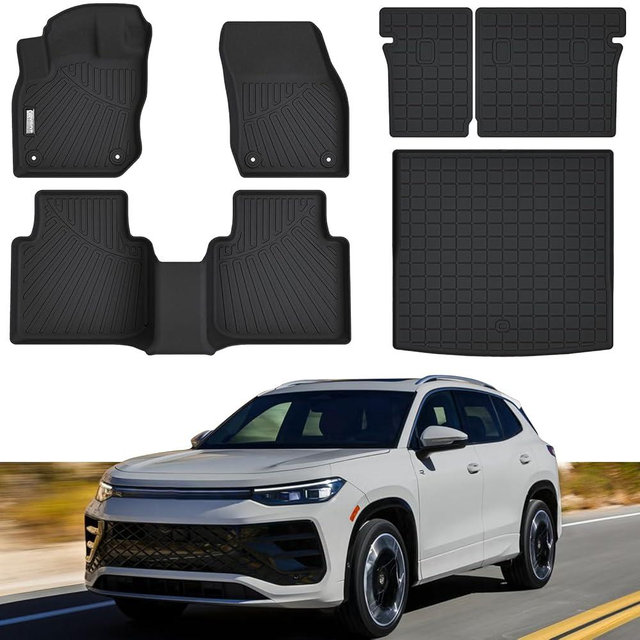 Floor Mats & Trunk Mat Fit for 2025 Volkswagen Tiguan,All Weather Protection TPE, Anti-Slip Floor Mats & Cargo Liner for 2025 Volkswagen Tiguan Accessories