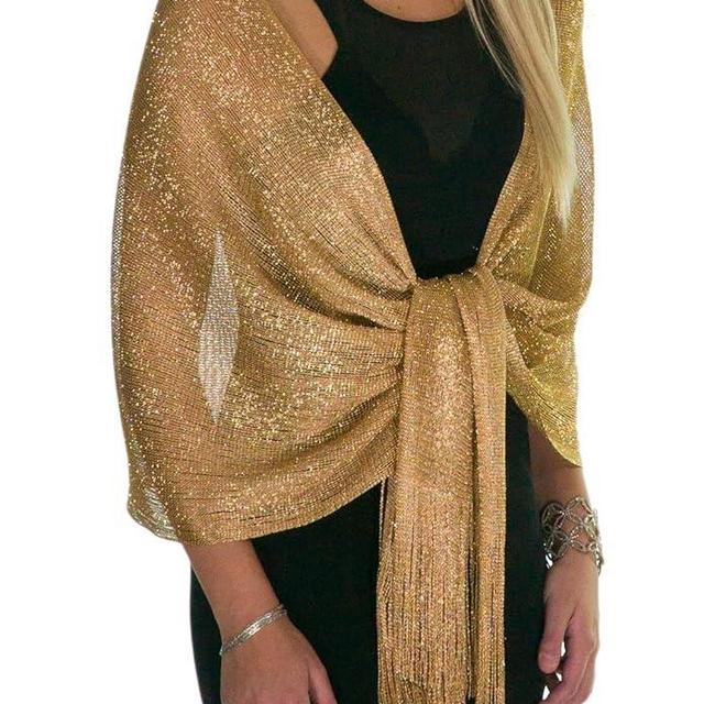 ShineGlitz Shawls and Wraps for Evening Dresses, Metallic Glitter Shawls for Women, Sparkling Wedding Giving Shawl Gift