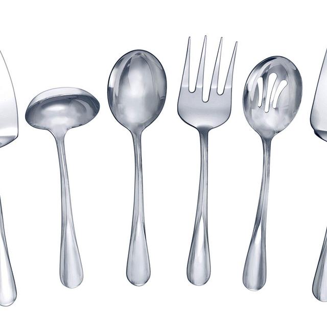 Gourmet Basics by Mikasa 5181046 Kaylee 8-Piece Stainless Steel Hostess Serving Utensil Set