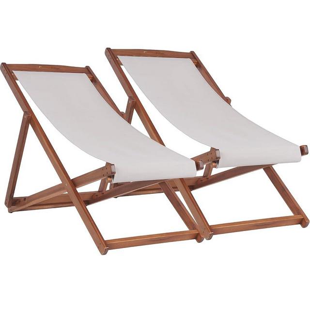 2 Set Outdoor Wooden Patio Lounge Chair Beach Sling Chair Level 3 Height Adjustable Portable Reclining Beach Chair Solid Wood Frame Polyester Canvas (Grey)