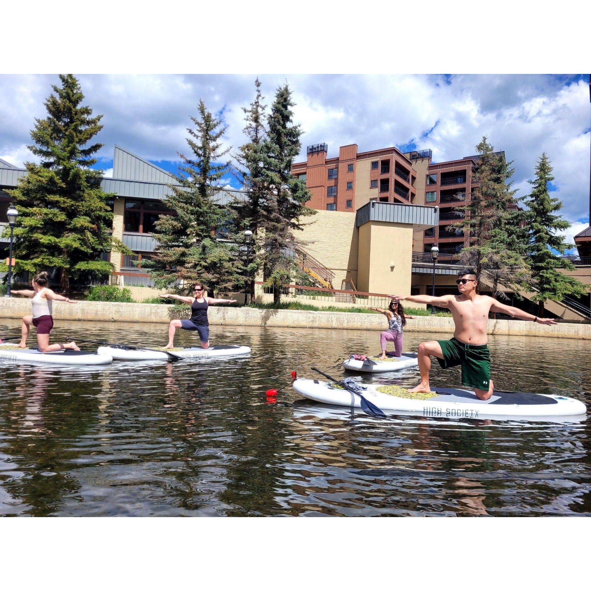 Paddleboard Yoga in Breckenridge! One of us fell.... you will never guess who! 👀