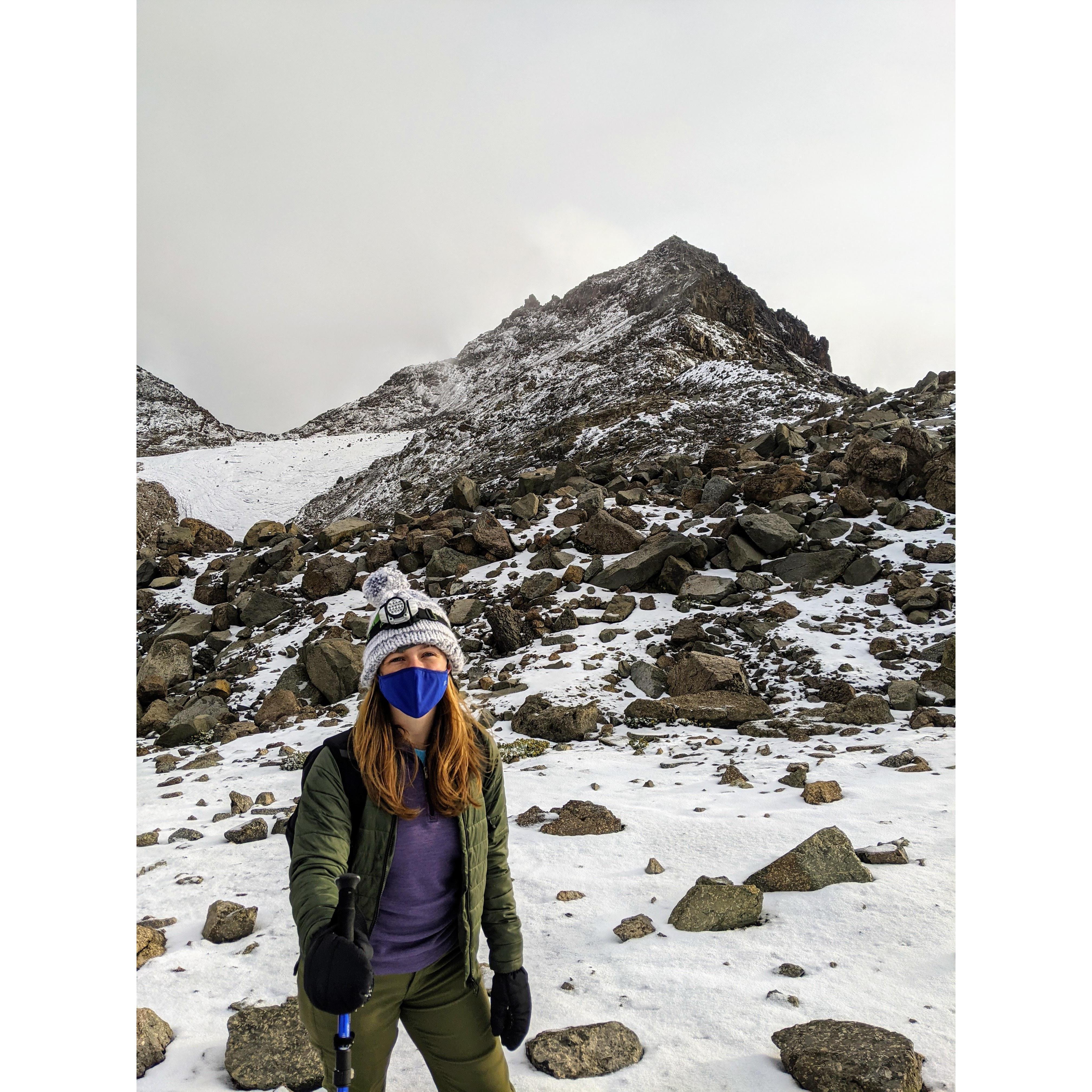 Mt. Kenya! Right after I had a freak out because of the heights and was therefore excused from future high-altitude adventures. February 2021.
