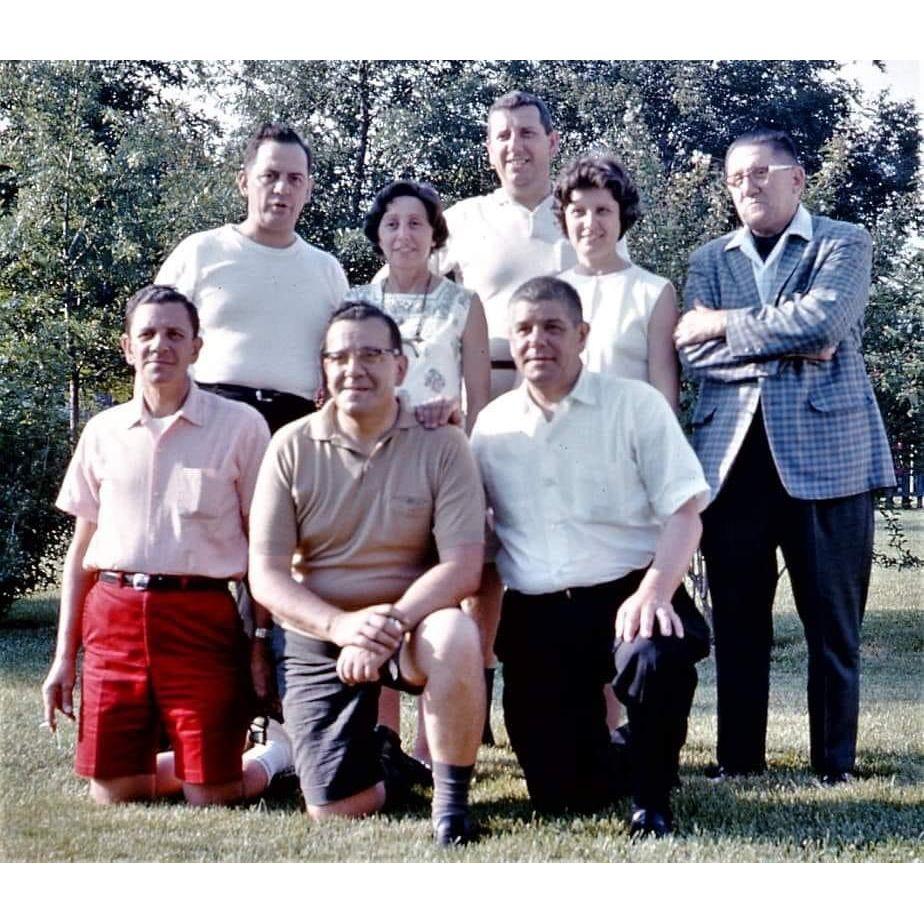 Michael's dad, Bernie, in red shorts, with his siblings. Dad Bernie is an angel we have in heaven and who is greatly missed.