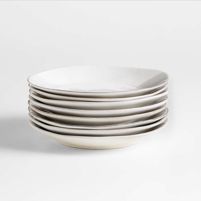 Marin White Stoneware Salad Plates, Set of 8