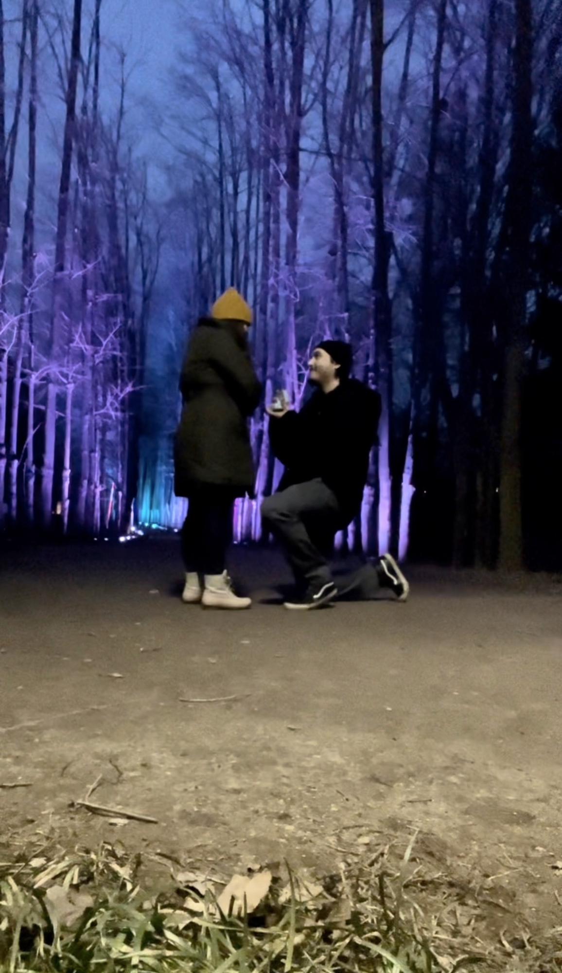 Thomas proposed on January 29th at Grounds For Sculpture!