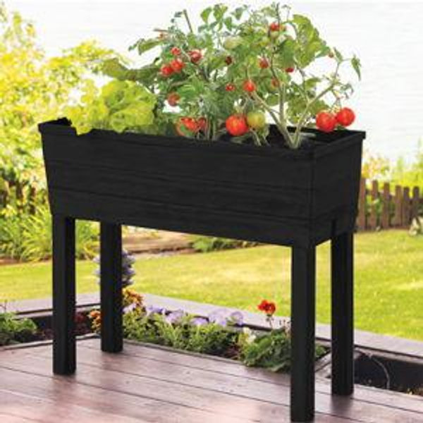EMSCO GROUP 3-cu ft 13.25-in W x 33-in L x 28.75-in H Elevated Charcoal Gray Resin Raised Garden Bed