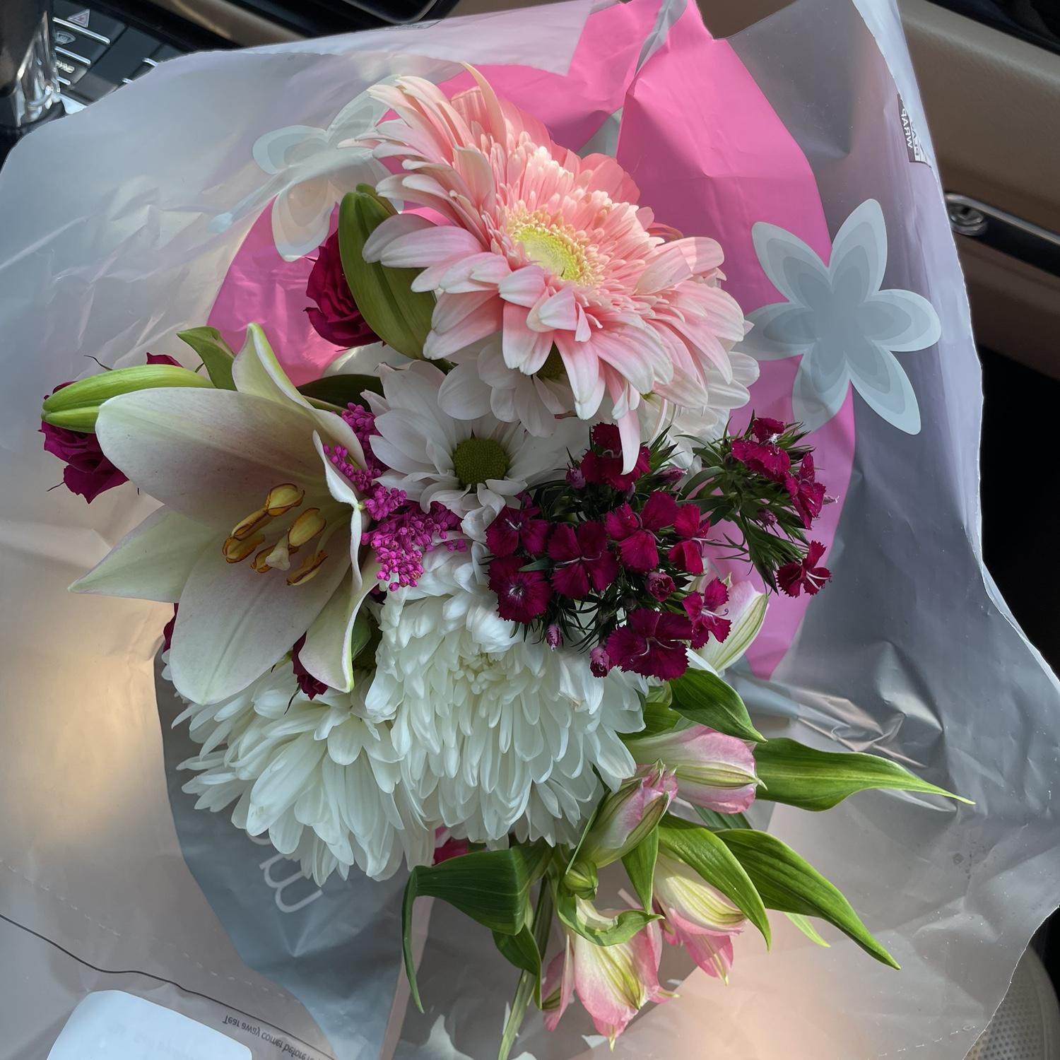 One of the many bouquets Charlie has bought Jodi.
