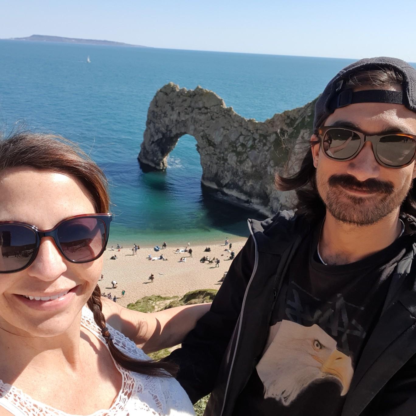 April 2021 in Lulworth Cove, Dorset--our first trip together