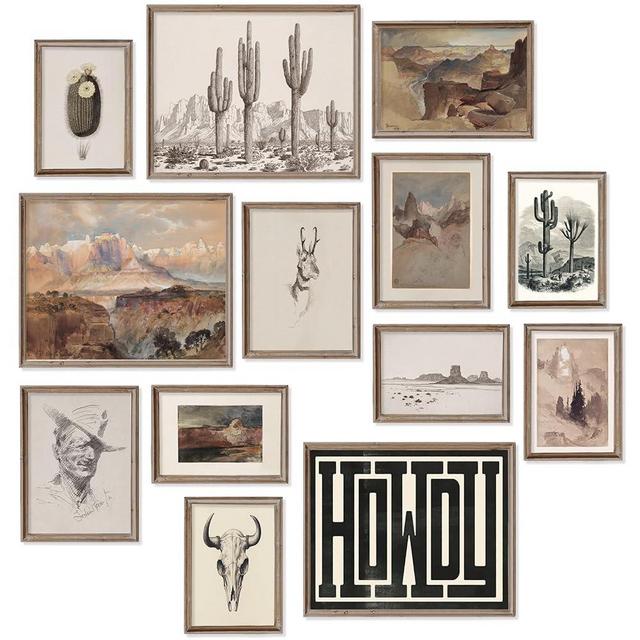 Western Decor Vintage Western Wall Decor,Farmhouse Cowboy Decor Wall Art,Boho Ranch Landscape Art Prints Canyons Cacti Desert Southwestern Wall Decor Aesthetic Pictures,Rustic Southwestern Artwork Prints for Room Bedroom Bathroom Decoration,Unframed