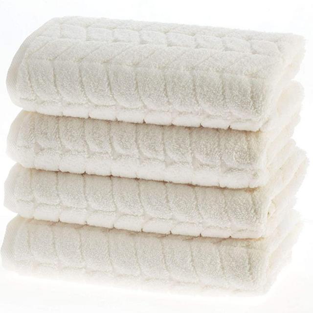Bagno Milano 100% Turkish Cotton Jacquard Luxury Towel Set – Quick Dry Non-GMO Ultra-Soft, Plush and Absorbent Luxury Durable Turkish Towels Set (Cream, 4 Pcs Hand Towel Set)