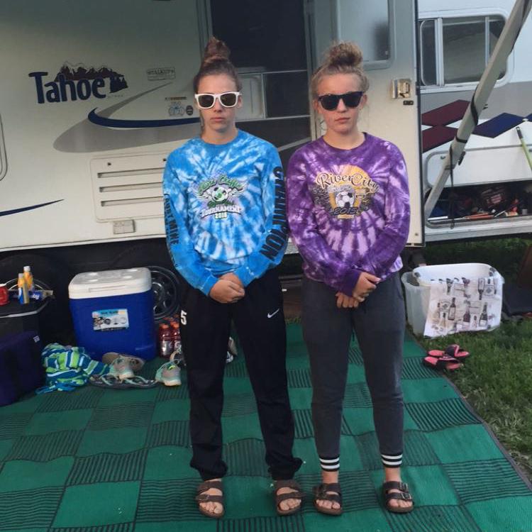 Chloe and Chey camping