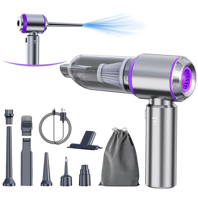 houscly Car Vacuum Portable Cordless 20000PA High power Mini Vacuum Cleaner 4-in-1 Compressed Air Duster & Air Blower & Pump Hand Held Vacuum with Brushless Motor for Car, Home, Office, Pet,Camping
