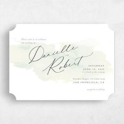 Green Ticket Wedding Invitation - Lombok Landscape