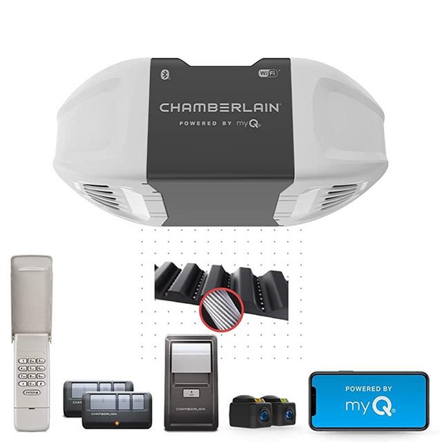Chamberlain B2405 Smart myQ Smartphone Controlled-Ultra Quiet, Strong Belt Drive, Wireless Keypad Included, Blue Garage Door Opener