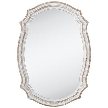 Whitewash Scalloped Wood Wall Mirror
