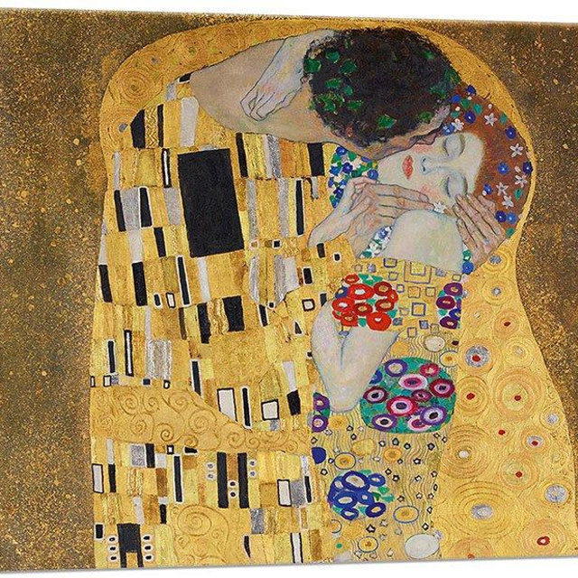 ARTCANVAS The Kiss - Detail 1907 Canvas Art Print Stretched Framed Painting Picture Poster Giclee Wall Decor by Gustav Klimt - 26" x 18" (0.75" Deep)