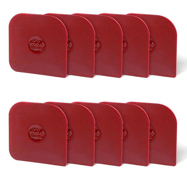 TMEDW Pan Scraper, 10 Pcs Pot Scraper, Pan Scraper Plastic, Multifunctional Scraper Tool for Kitchen, Non-Slip, Food Safe, High Heat Resistant-Red