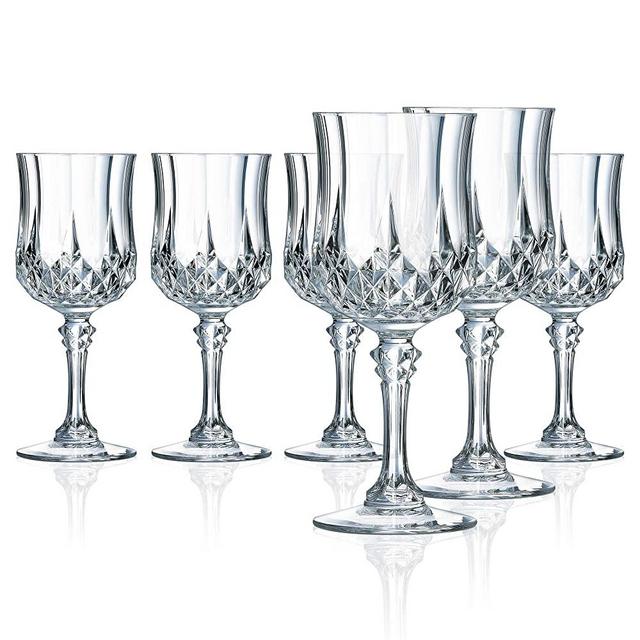 Cristal D'Arques Longchamp 8.25 Ounce Goblet Glass, Set of 6, 6 Count (Pack of 1), Clear