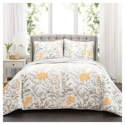 Yellow Aprile Quilt Set 3pc (King)- Lush Decor