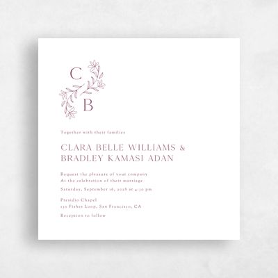 Deep Magenta, Red Wedding Invitation - Creston Square