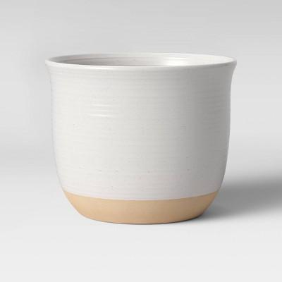 10" Stoneware Matte Speckle Glaze With Exposed Clay Planter White - Smith & Hawken&#8482;