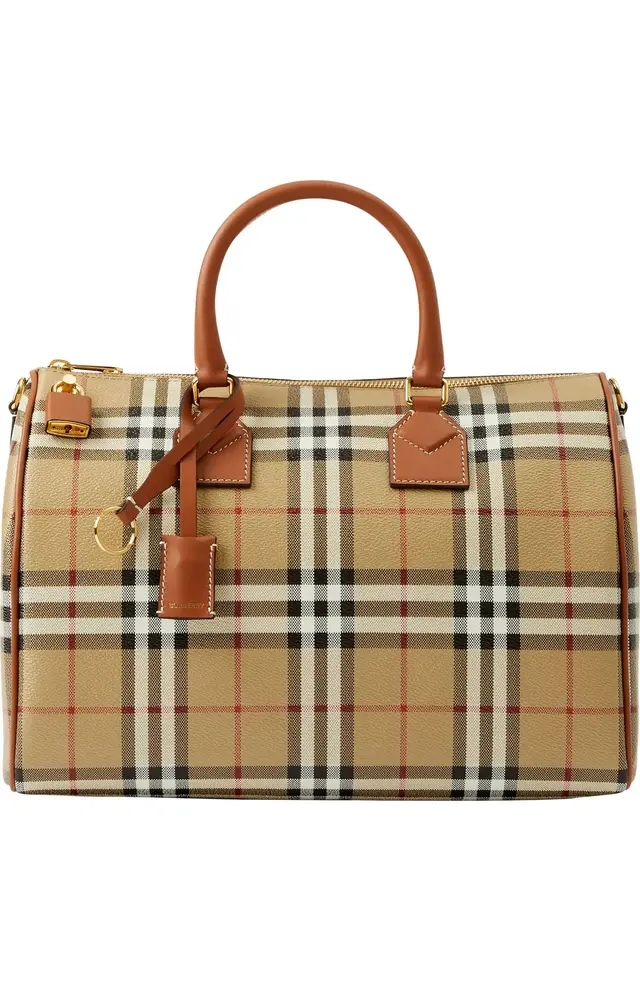 Burberry Medium Bowling Check Coated Canvas Duffle Bag