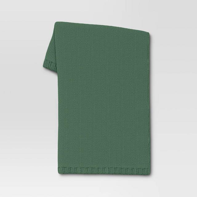 Solid Chenille Knit Throw Blanket Dark Green - Threshold™
