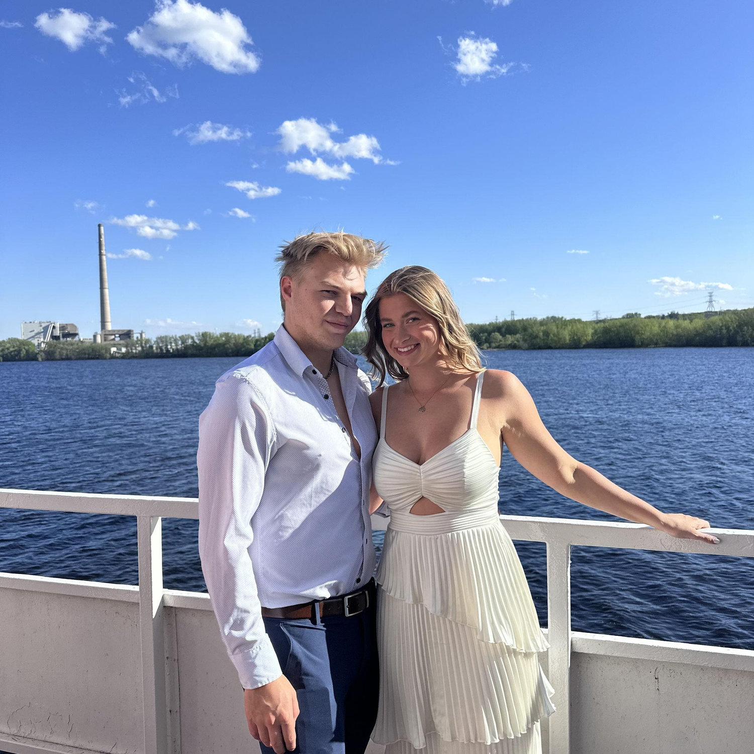 First step was graduating from college. Before graduating, all of the Seniors rented out a boat on the St. Croix River to celebrate.